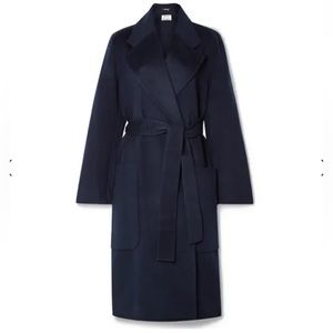 ACNE STUDIOS $1450 CARICE BELTED DOUBLE-BREASTED COAT MIDNIGHT BLUE